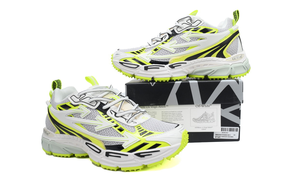 OFF-WHITE Out Of Office OOO Low Tops Fluorescent Green OMIA295F24 FAB00 10011