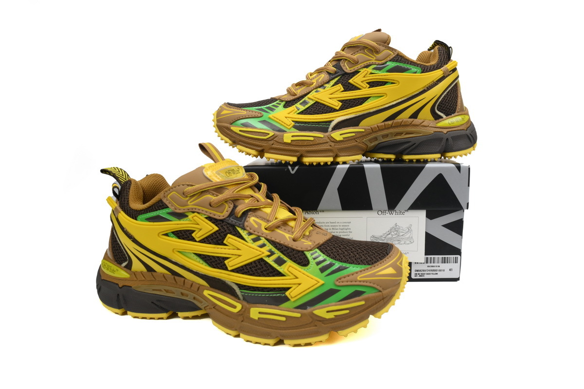 OFF-WHITE Out Of Office OOO Low Tops Yellow Black OMIA295F24 FAB00 10010