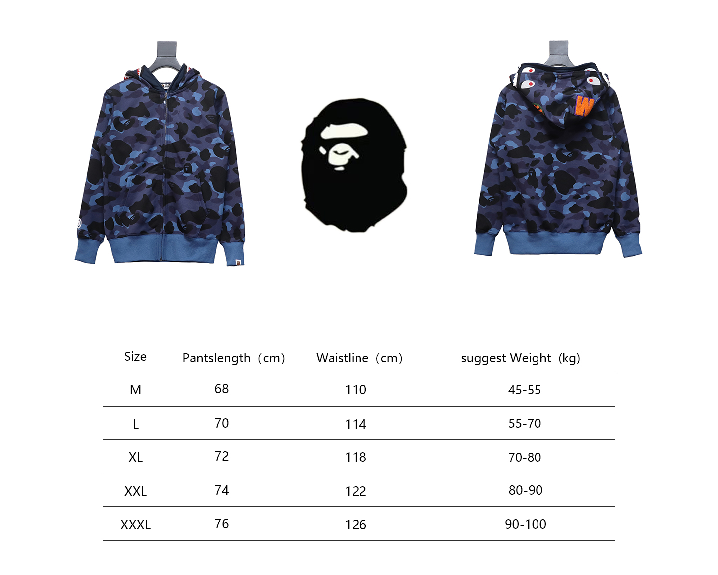 BAPE Color Camo Shark Full Zip Hoodie Blue