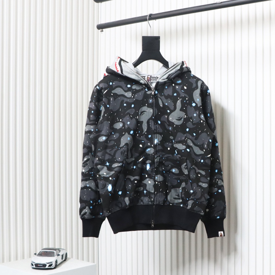BAPE Space Camo Shark Full Zip Hoodie Black