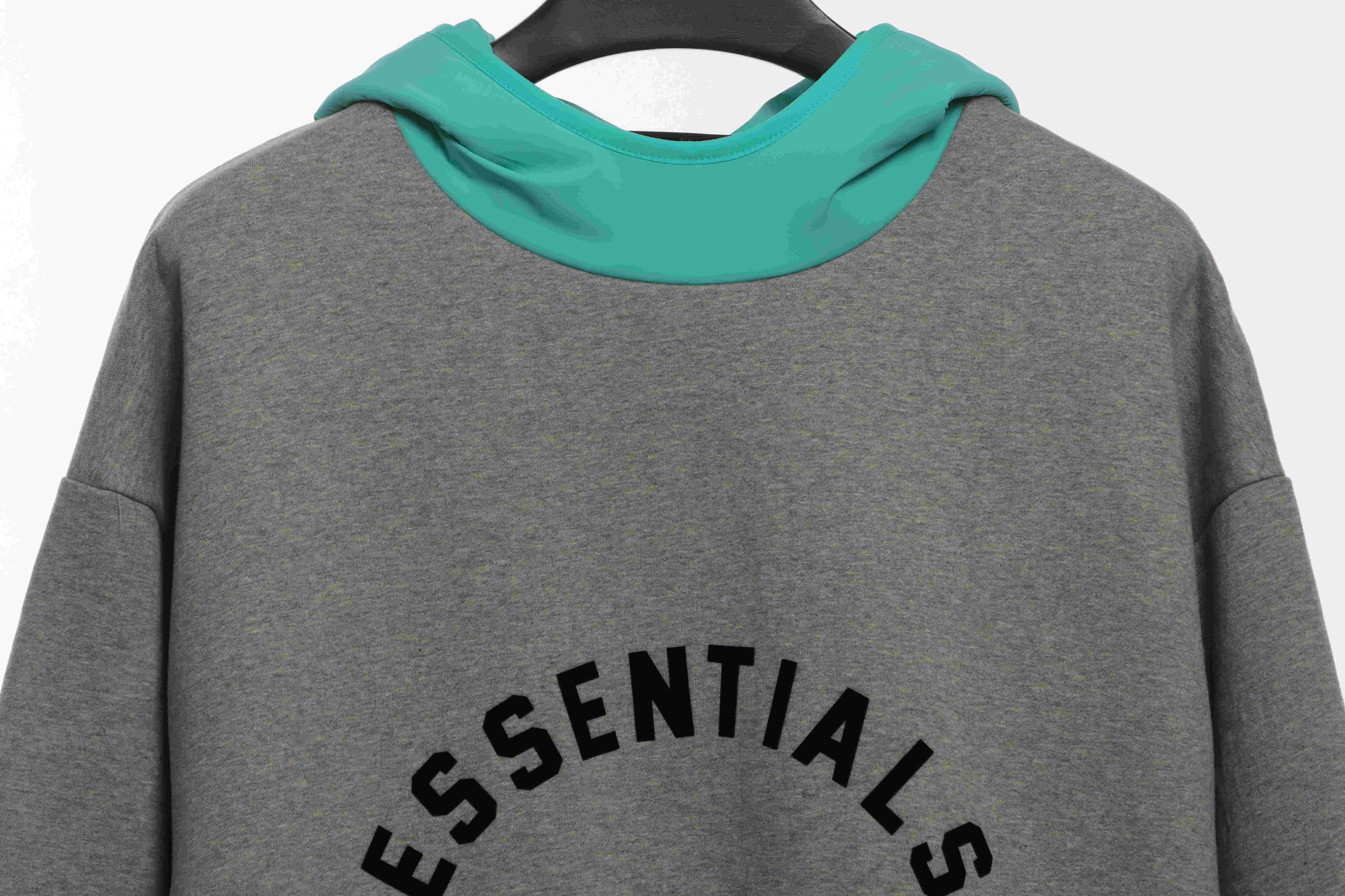 Fear of God Essentials Dark Heather Oatmeal Mint Leaf Nylon Fleece Hoodie