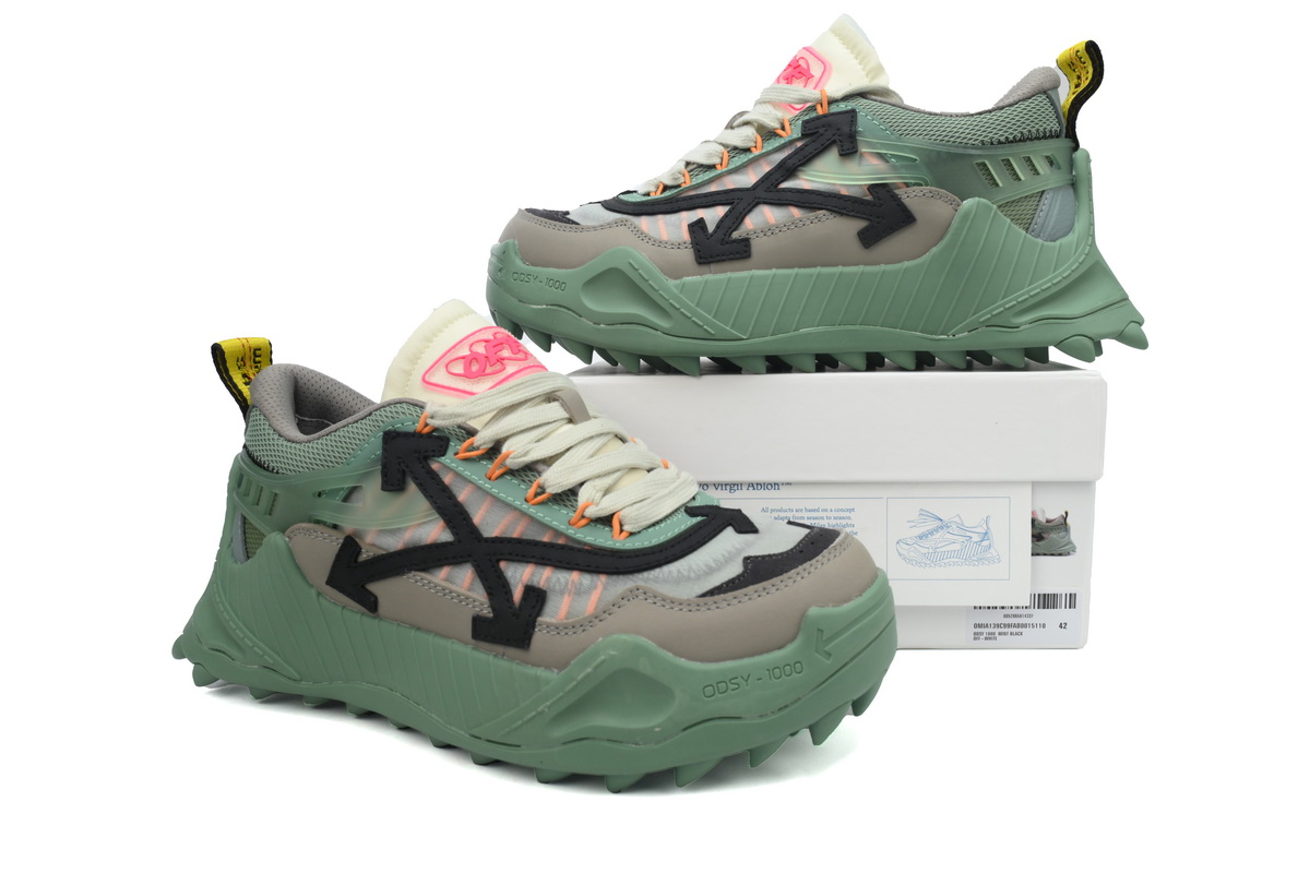 OFF-WHITE Out Of Office OOO Low Tops Mung Bean Ash OMIA139F 22FAB00 15110