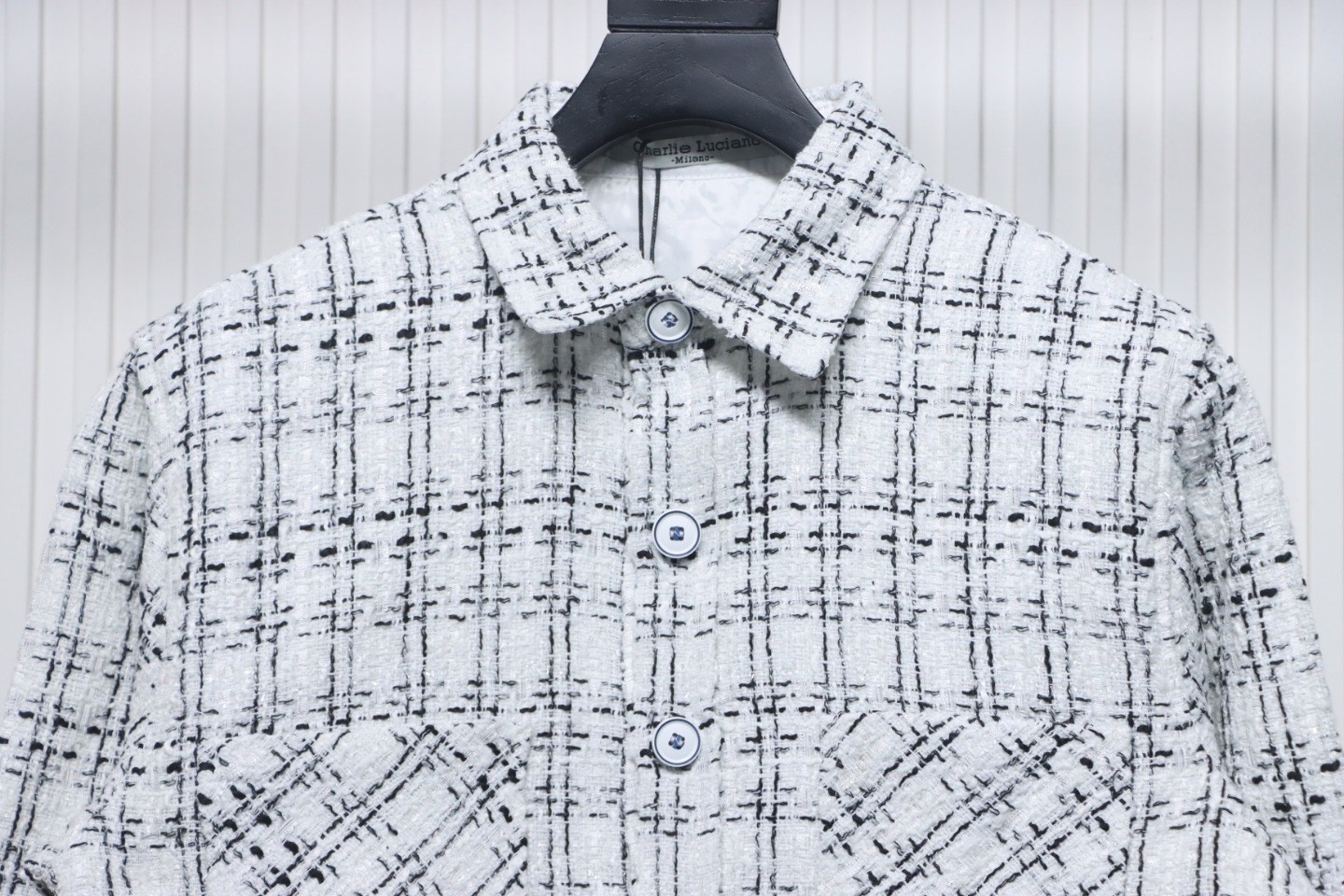 Designer Button Shirts White Blue