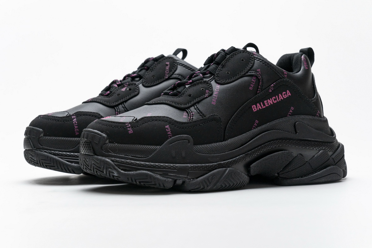 Balenciaga Triple S Black Pink Logo 524039 W2FA1 1022