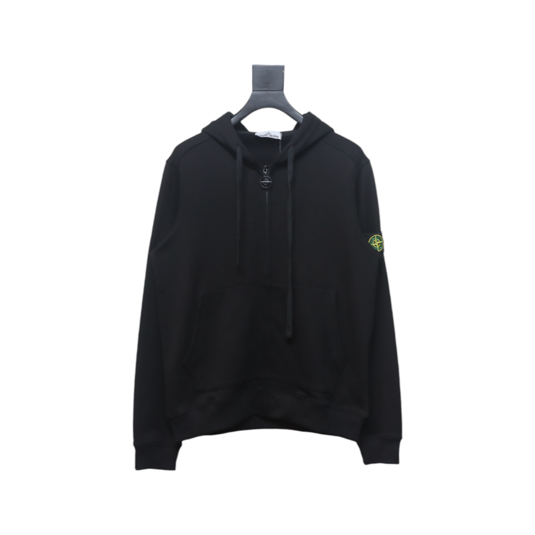Stone Island Compass-badge Zipped Hoodie Black
