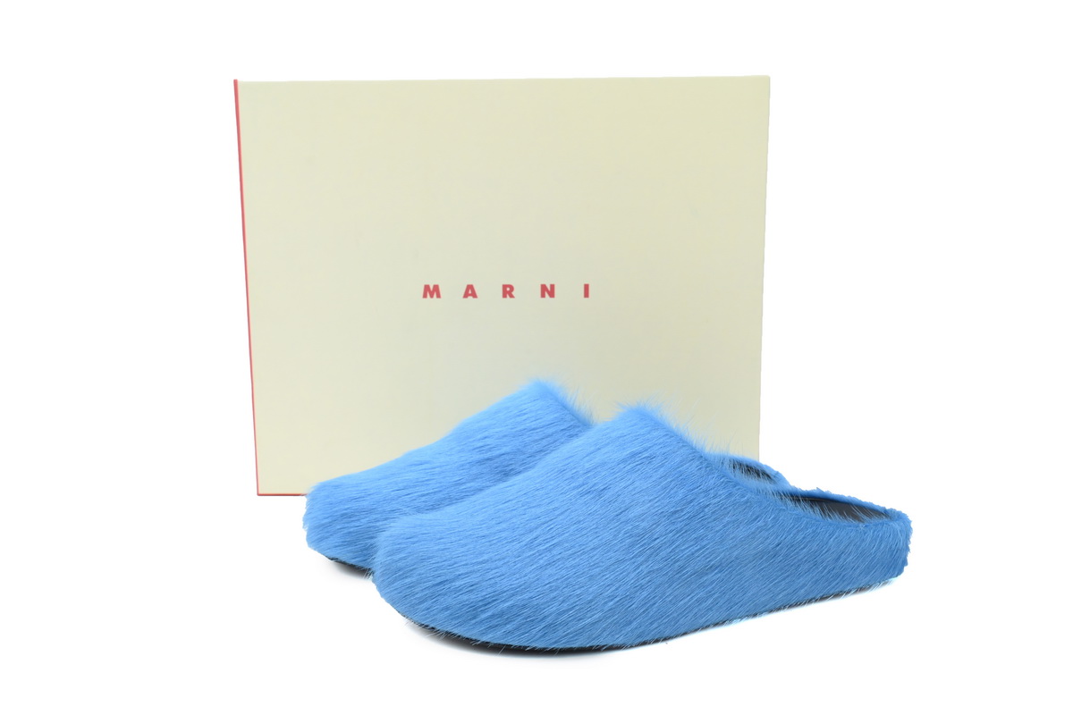 Marni Furry Slide Dark Blue