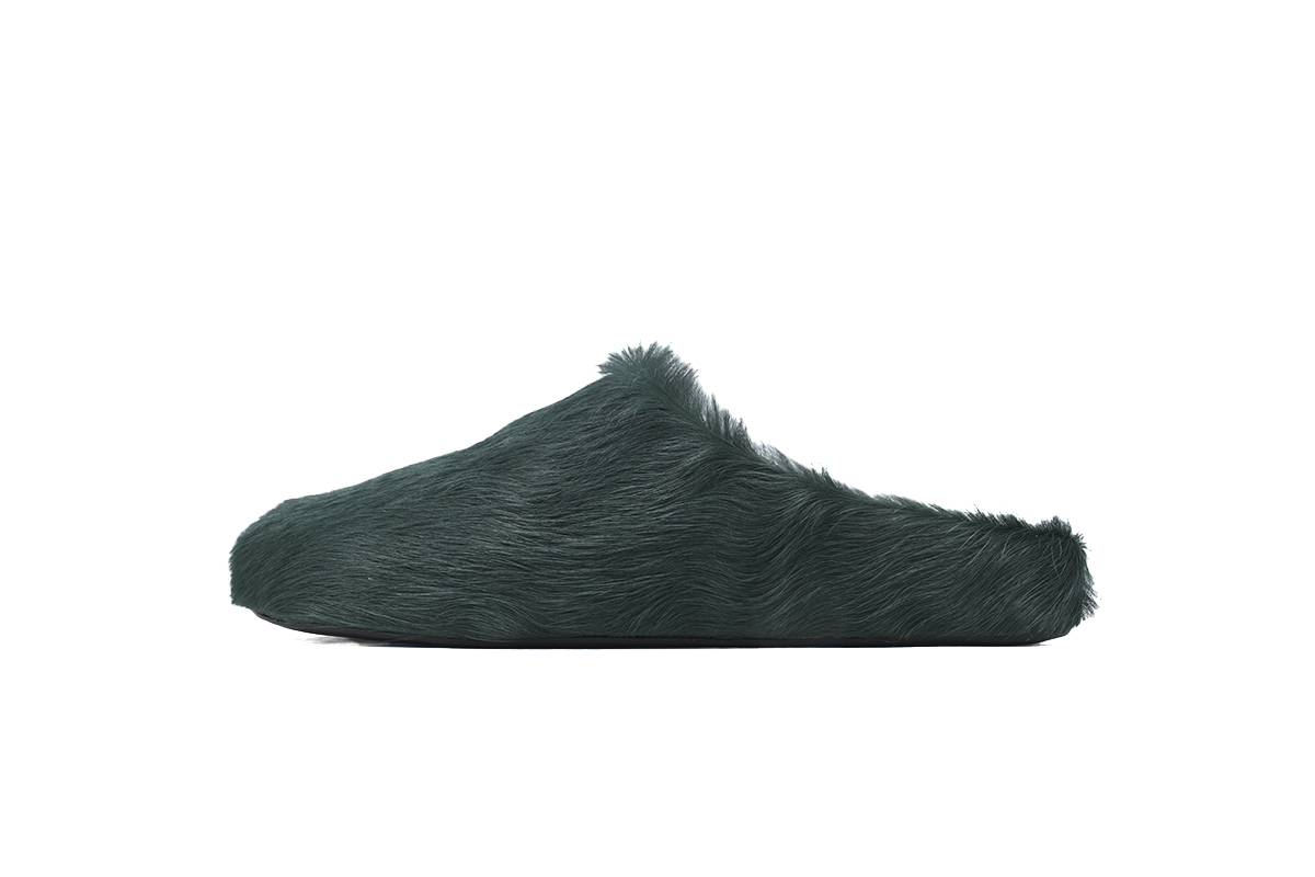 Marni Furry Slide Dark Green
