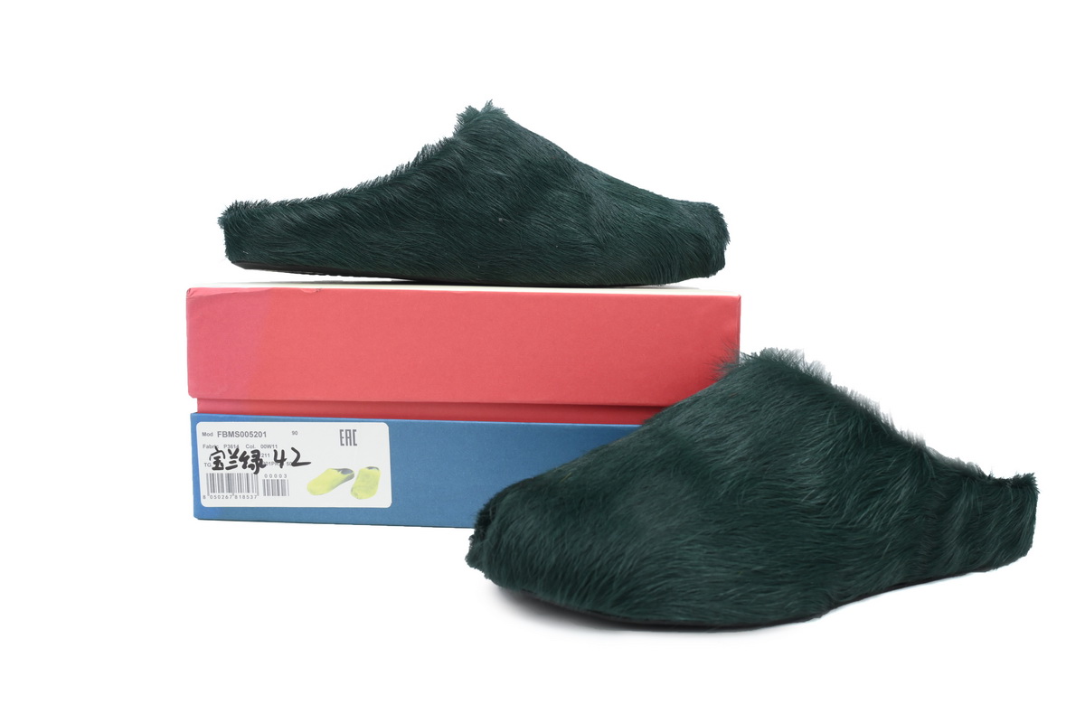 Marni Furry Slide Dark Green