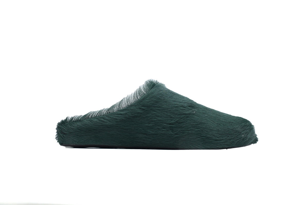 Marni Furry Slide Dark Green