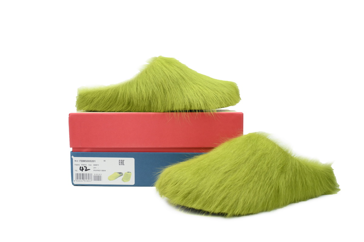 Marni Furry Slide Green