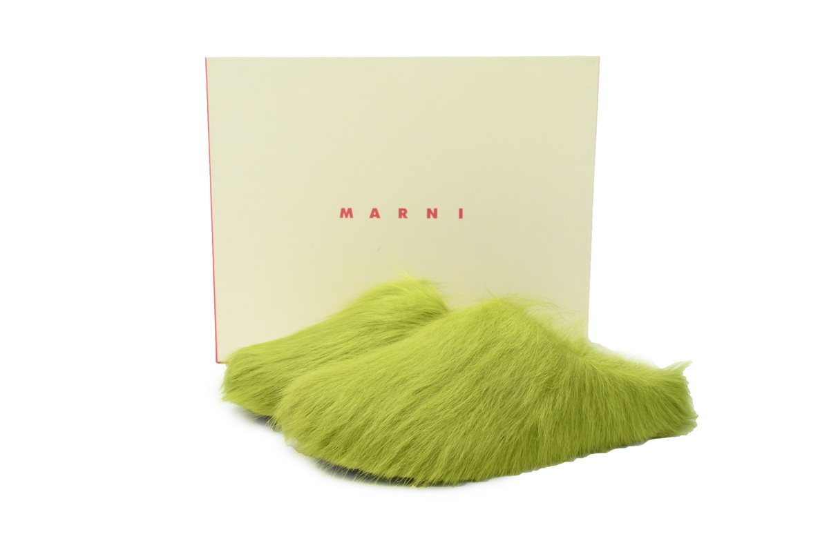 Marni Furry Slide Green