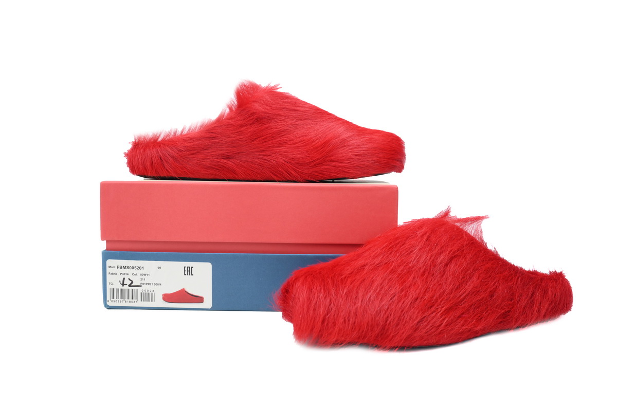 Marni Furry Slide Dark Red