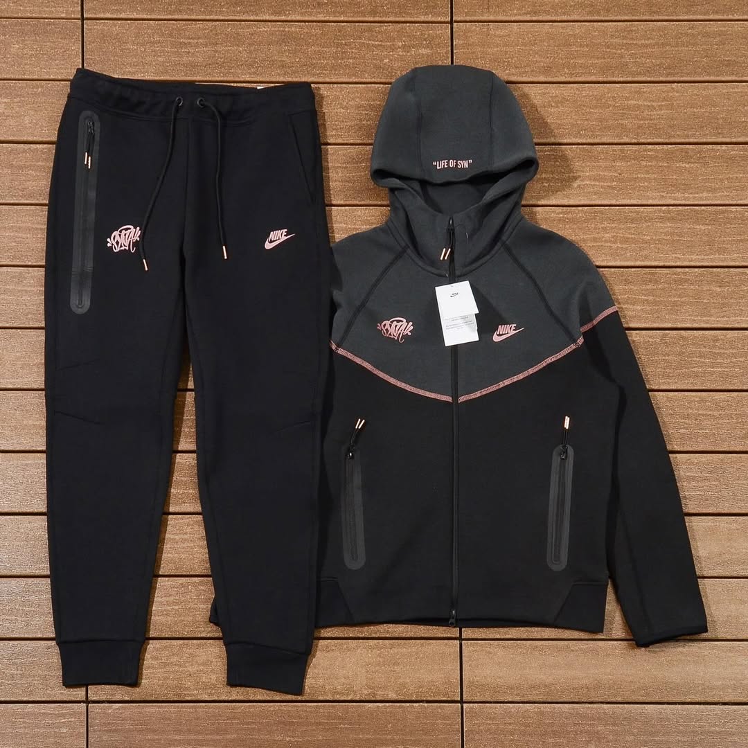 Nike Sportswear x Central Cee Tech Fleece Hoodie & Joggers Set Black/Metallic Red Bronze