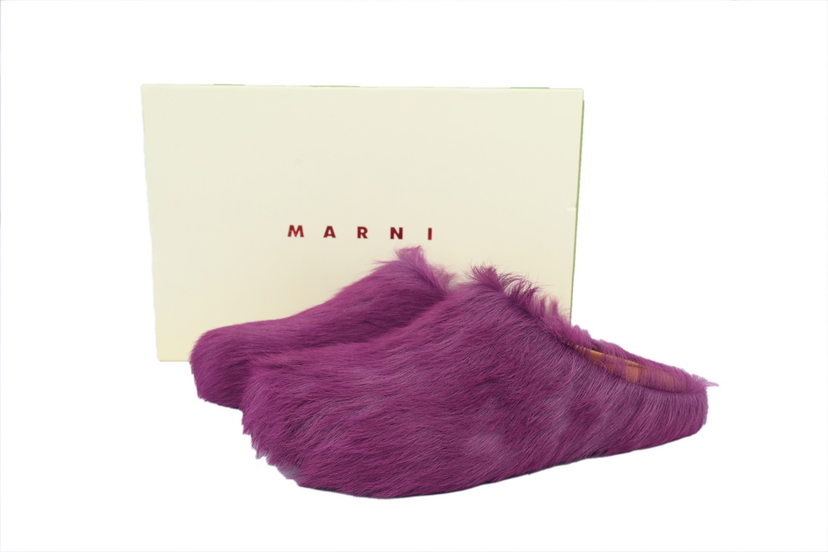 Marni Furry Slide Wine Red