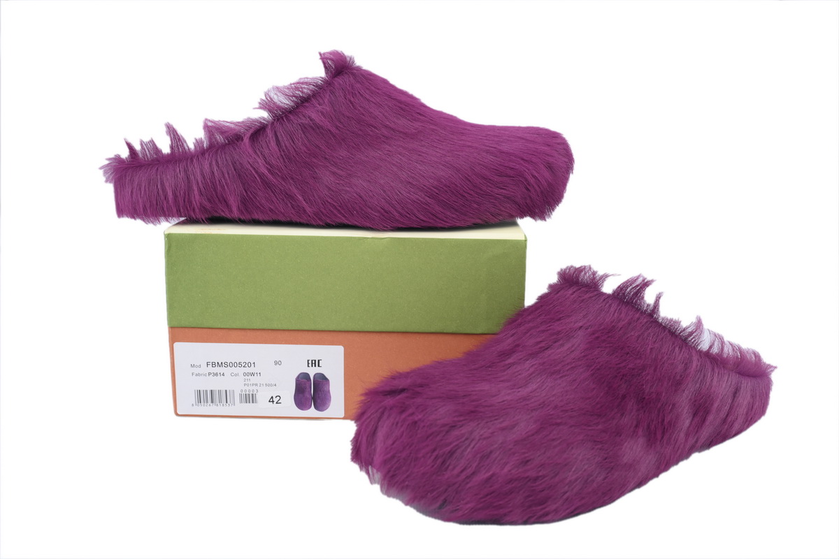 Marni Furry Slide Wine Red