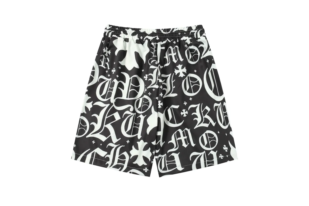 Chrome Hearts Cross Silk Shirt Shorts Black Set Flaming Lips
