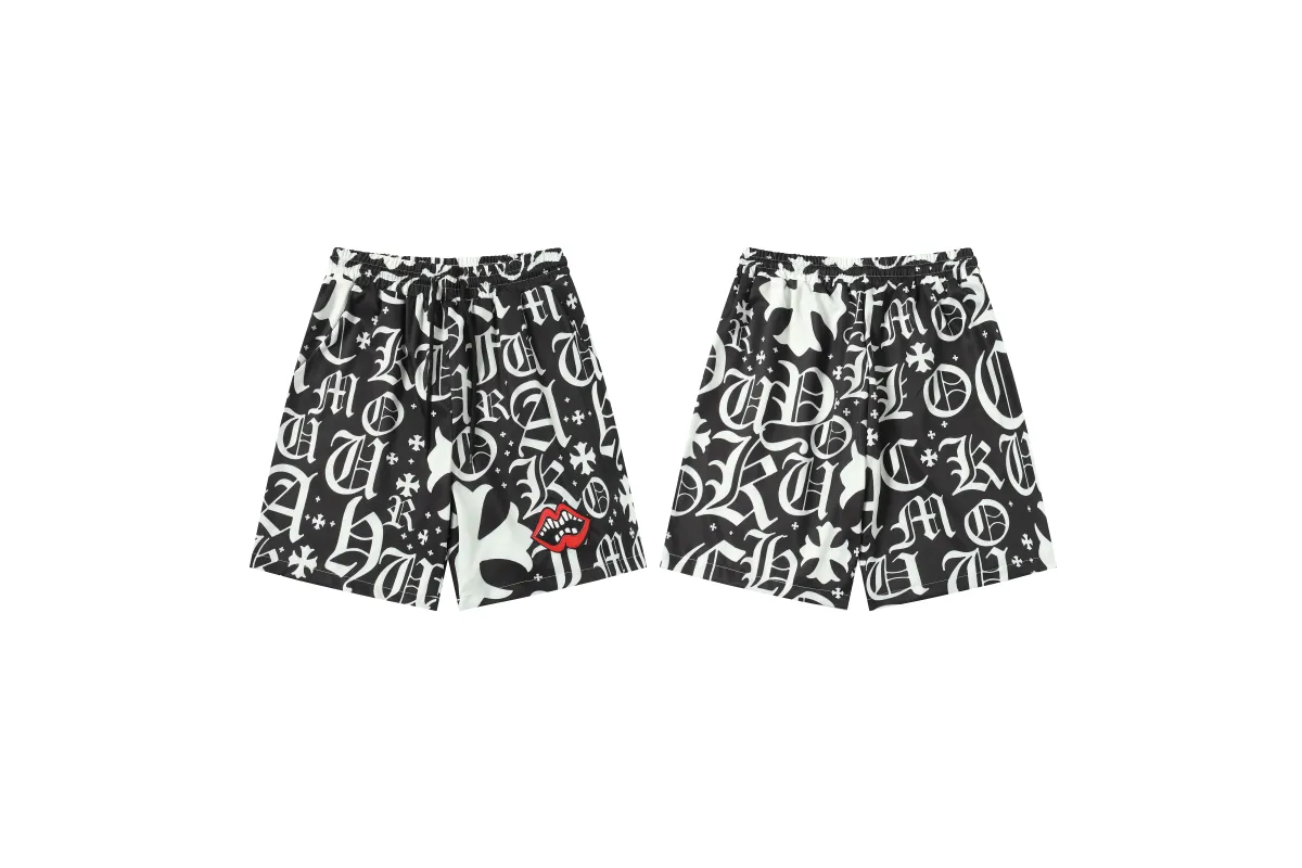 Chrome Hearts Cross Silk Shirt Shorts Black Set Flaming Lips