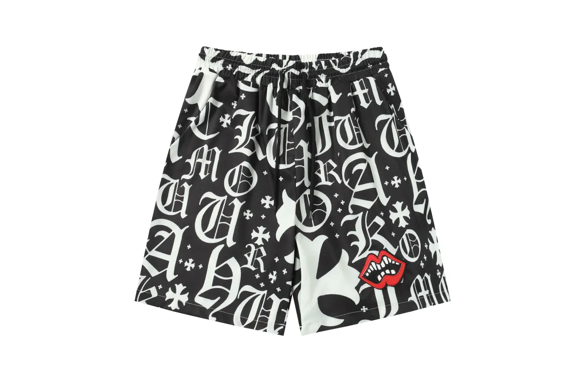 Chrome Hearts Cross Silk Shirt Shorts Black Set Flaming Lips