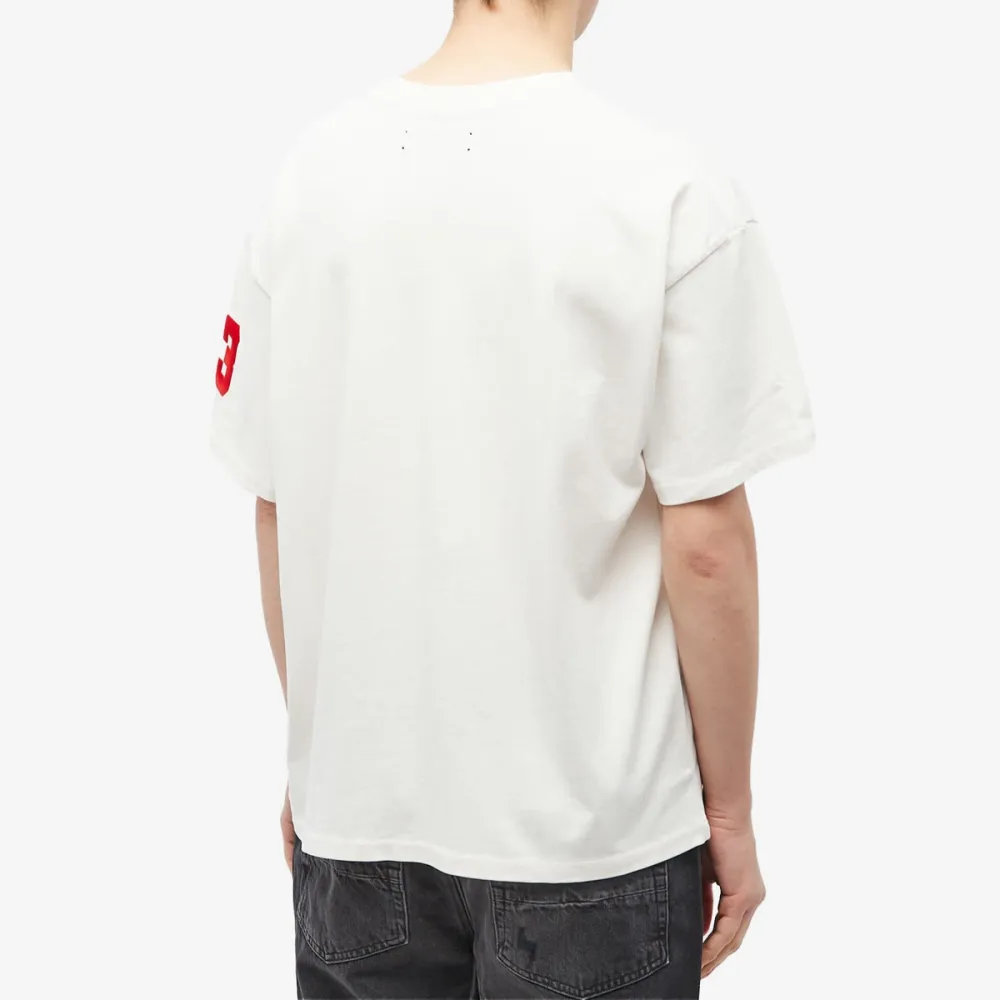 Amiri Logo Flocked Felt Trimmed Cotton Jersey T-Shirt White