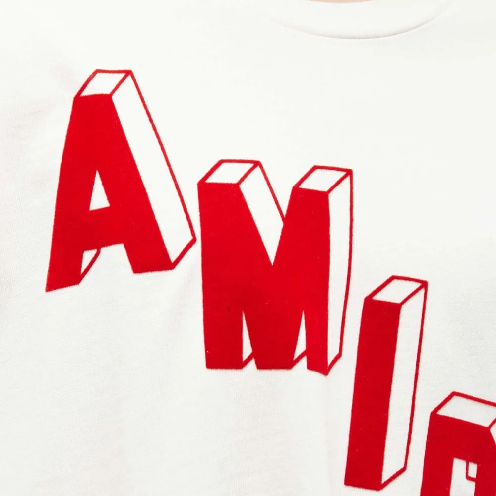 Amiri Logo Flocked Felt Trimmed Cotton Jersey T-Shirt White