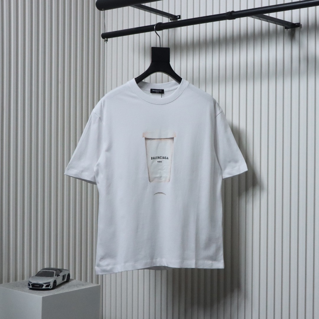 Balenciaga Round Neck Tees Black and White