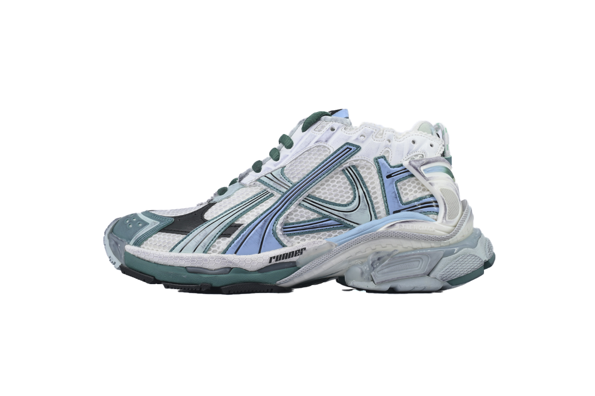 Balenciaga Runner White Green Blue 772767 W3RMU 9034