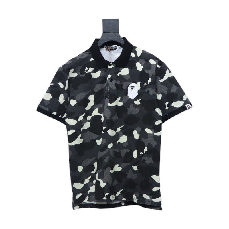 BAPE Polo T-shirt Black White