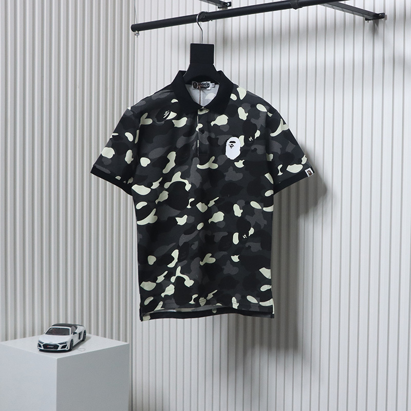 BAPE Polo T-shirt Black White